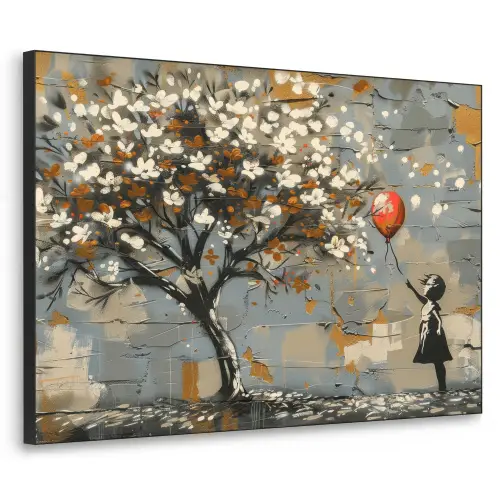 Boom - Graffiti - Banksy Style - Balloon Girl Textielframe zwart klein -3d