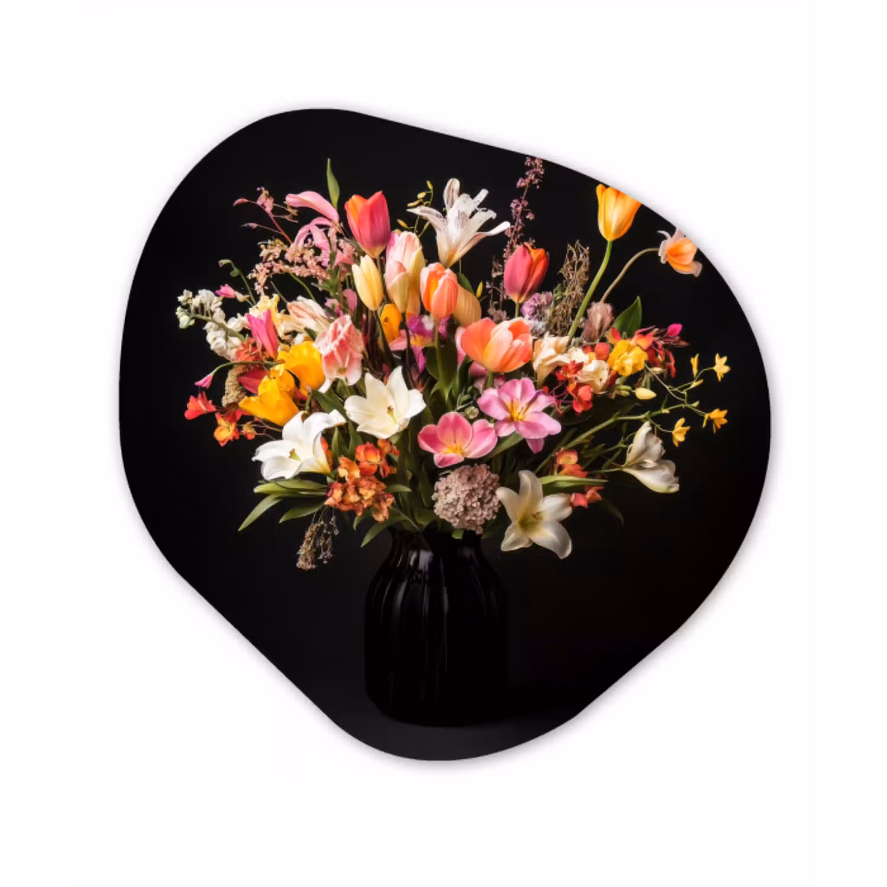 Vaas - Bloemen - Tulpen Wandcirkel Organisch Plexiglas middel -3d