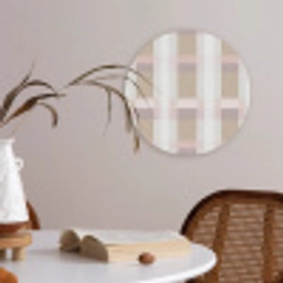 Ruitpatroon - Aardetinten - Minimalistisch Akoestische PET Vilt - Rond klein 838 -sfeer3