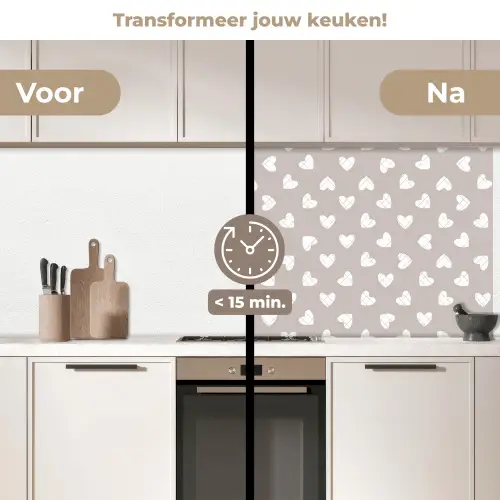 Design - Lijn - Patroon - Hart - Grijs keuken achterwand 2 middel 871 -voor-na2_NL