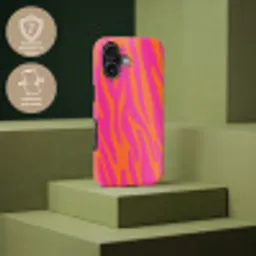 Zebraprint - Roze - Oranje - Dierenprint Toughcase MagSafe Apple iPhone 17 klein -USP_PrintM_FR