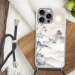 Bamboe - Azië - Grijs Hoesje iPhone 16 Pro Max met koord klein -sfeer4