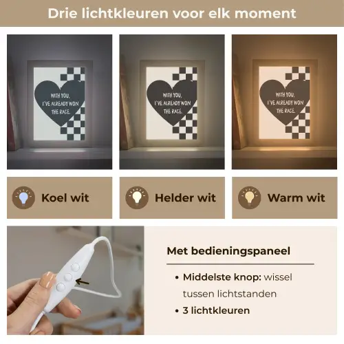 Liefde - Beige - Race Light Box met kabel (Wandlamp) klein -USP_lichtkleurNL