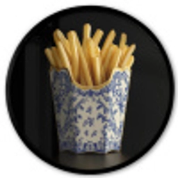 Friet - Porselein - Delfts blauw - Eten Fotolijst rond zonder passe partout klein -3d