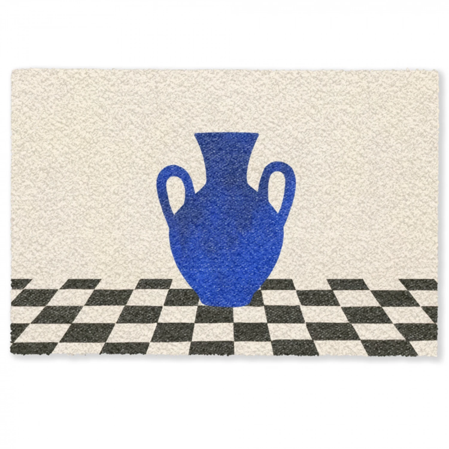 Vaas - Blauw - Geblokt - Modern Deurmat klein -zkaufland3d