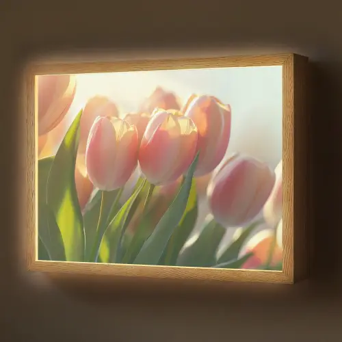 Tulpen - Roze - Zonnestralen Light Box met batterij (Wandlamp) middel -z3d_website