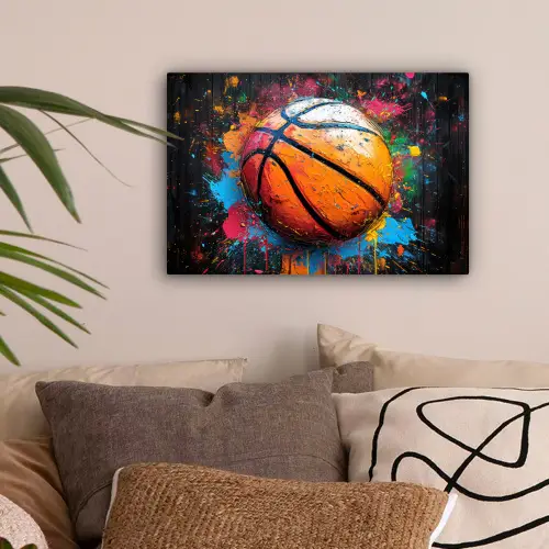 Graffiti - Basketbal - Verf - Sport canvas 2cm klein -sfeer1