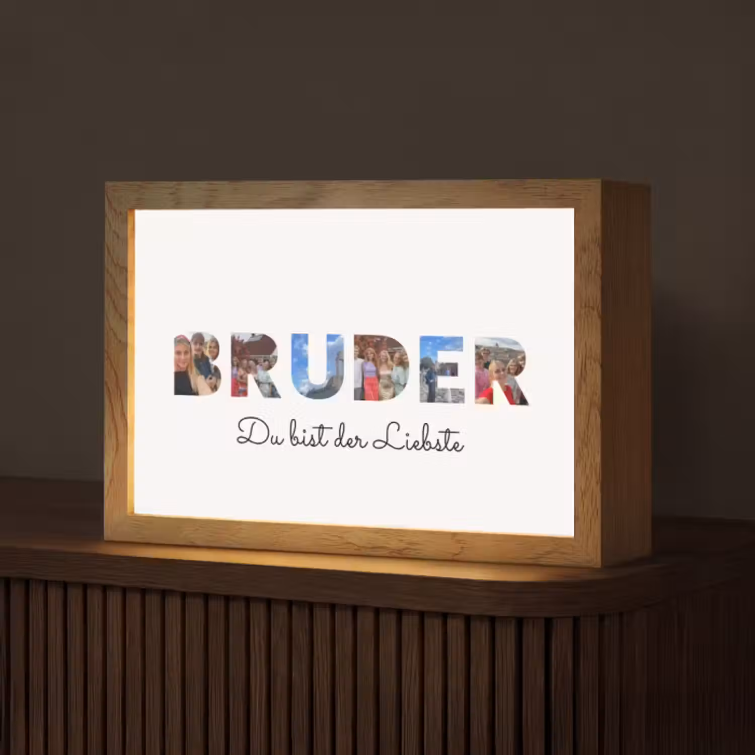 Personalisierte Lightbox - Bruder - Buchstaben-Collage