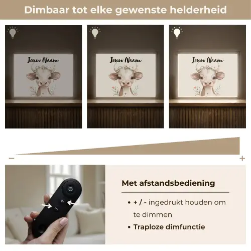 Koe - Bohemian - Kalfje - Bloemen Light Box met batterij (Wandlamp kind) middel -USP_dimbaarNL