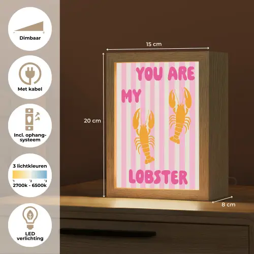 Lobster - Love - Valentijn Light Box met kabel (Tafellamp) klein -USP_NL
