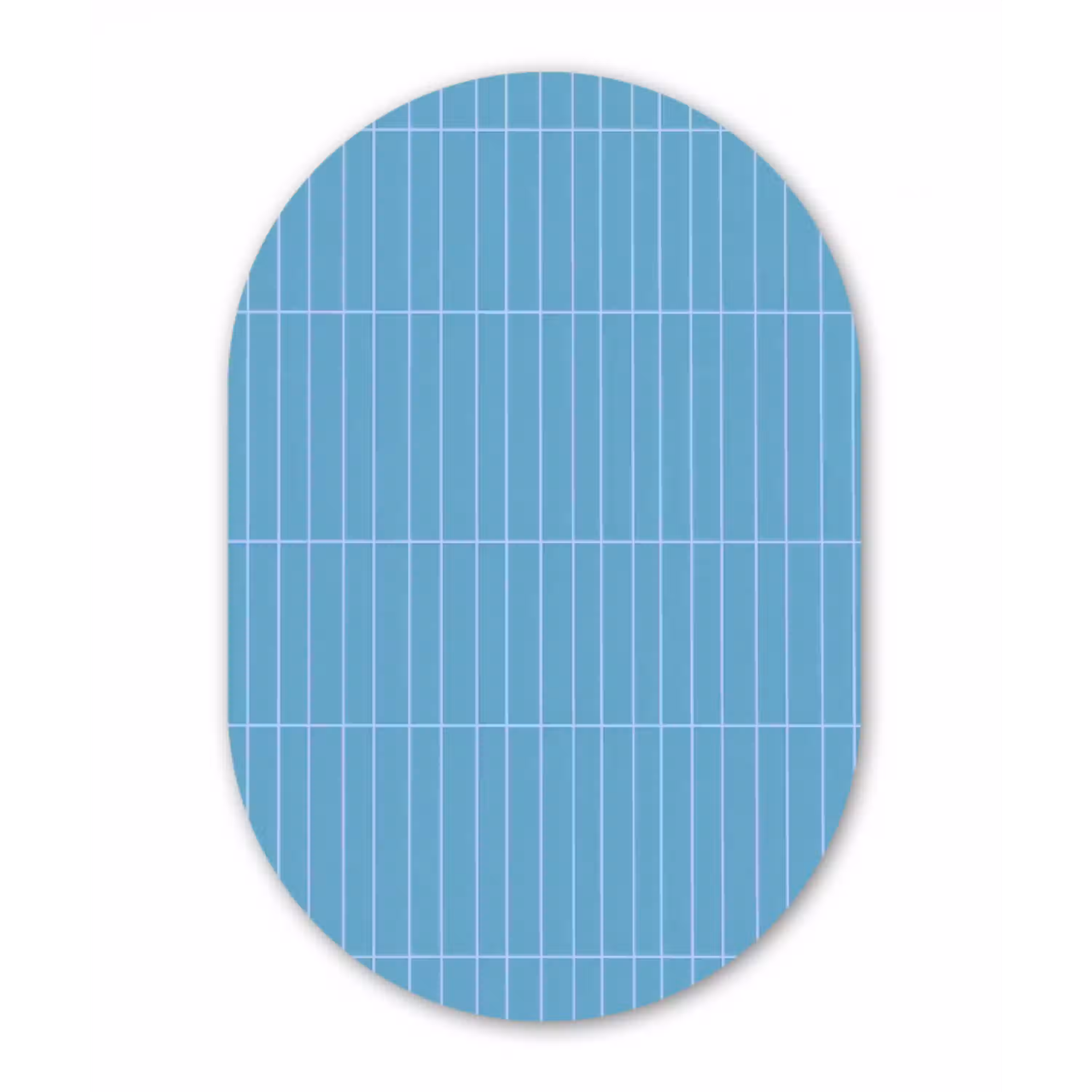 Tegel - Langwerpig - Patroon - Blauw Wandcirkel Ovaal Aluminium middel 839 -3d
