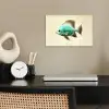 Schubben - Vis - Mint - Minimalistisch poster papier klein -sfeer1