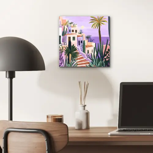 Huizen - Minimalistisch - Palmbomen - Kust aluminium wit klein -sfeer5