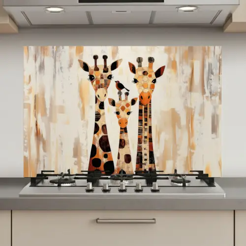 Giraffen - Cartoon - Crème keuken achterwand spatscherm klein -3d_website