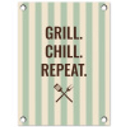 Quote - Strepen - Grill tuinposter los doek klein -3d