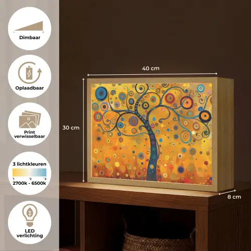 Abstract - Boom - Levensboom - Modern Light Box met batterij (Wandlamp) middel -USP_websiteoverzichtNL
