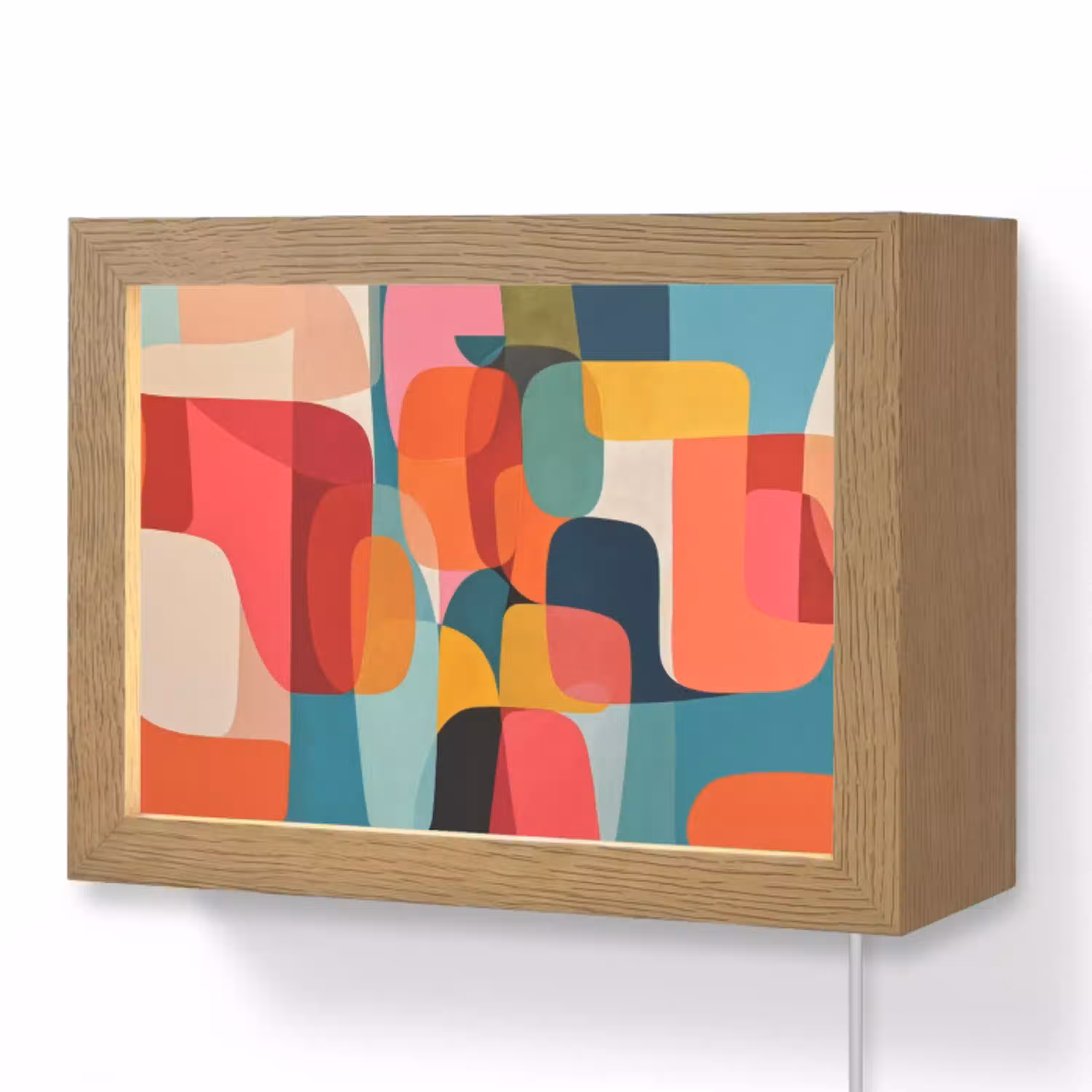 Vormen - Kleurrijk - Abstract - Vlakken Light Box met kabel (Wandlamp) klein -3d
