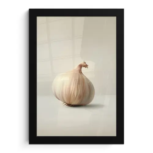 Knoflook - Natuurlijk - Beige fotolijst zwart zonder passe partout klein -3d