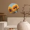 Zonnebloemen - Geel - Wazig Wandcirkel behangsticker klein -sfeer1
