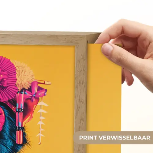 Aap - Kimono - Bloemen - Hoofdtooi Light Box met batterij (Wandlamp) middel -USP_websiteprintNL