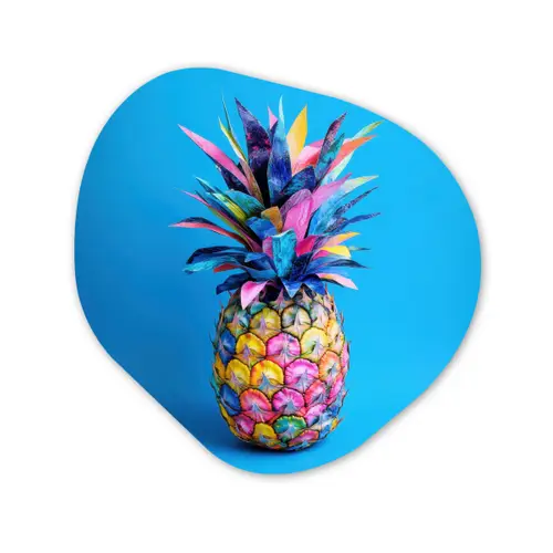 Ananas - Blauw - Tropisch - Vrolijk Wandcirkel Organisch Forex 3mm klein -3d