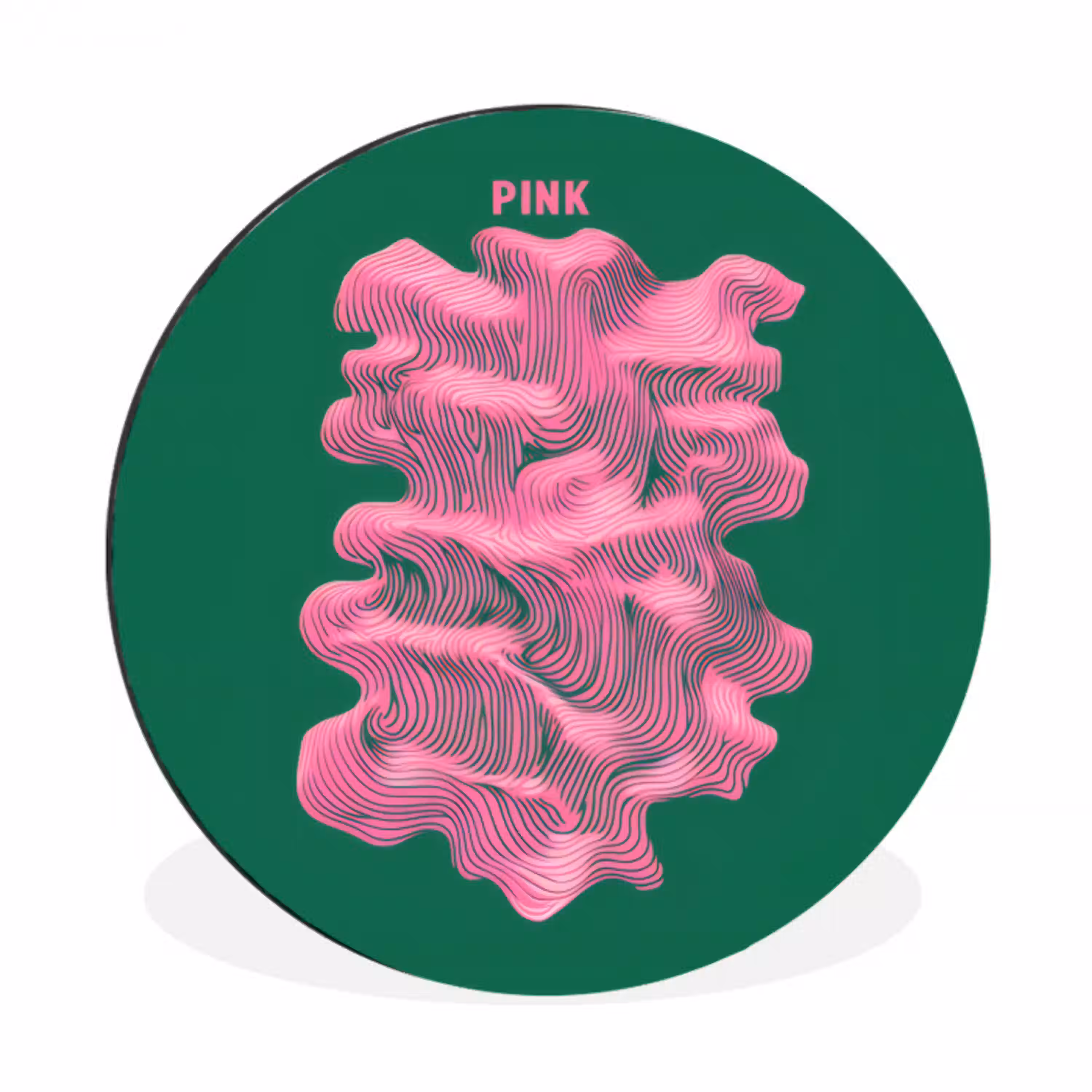 Abstract - Pink - Lijnen - Groen Wandcirkel aluminium klein -3d