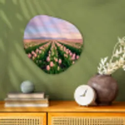 Tulpen - Landschap - Roze Wandcirkel Organisch Forex 3mm klein -sfeer2
