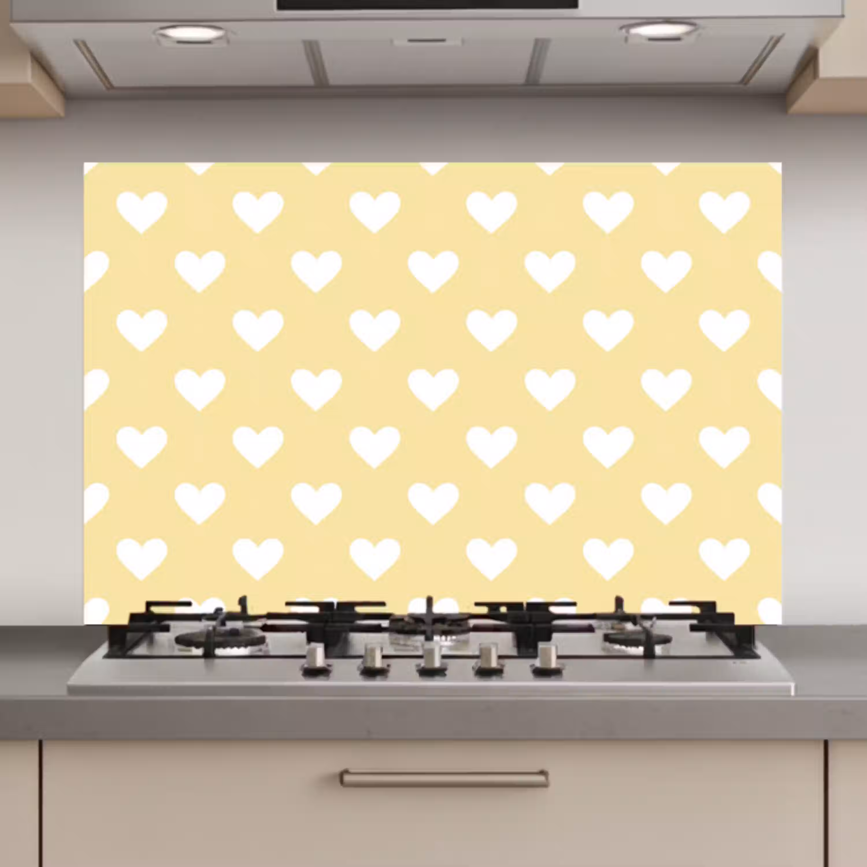 Hartjes - Patroon - Geel keuken achterwand spatscherm klein 900 -3d_website