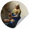 Het melkmeisje - Schilderij van Johannes Vermeer Wandcirkel behangsticker klein -3d