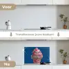 Ijsje - Hoorntje - Steentjes - Blauw keuken achterwand spatscherm klein -voor_na_NL