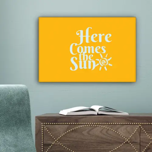 Geel - Blauw - Here comes the sun canvas 2cm klein -sfeer4