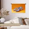 Kreeft - Delftsblauw - Schild - Stoer - Oranje Wandkleed katoen klein -sfeer1