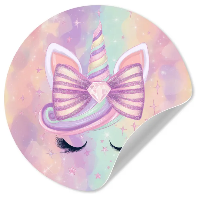 Behangcirkel - Eenhoorn - Glitters - Regenboog - Pastel