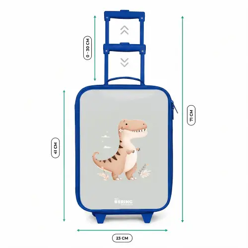 Dino in beige en grijze kleuren Kinderkoffer - Blauw klein -productfoto_formaten
