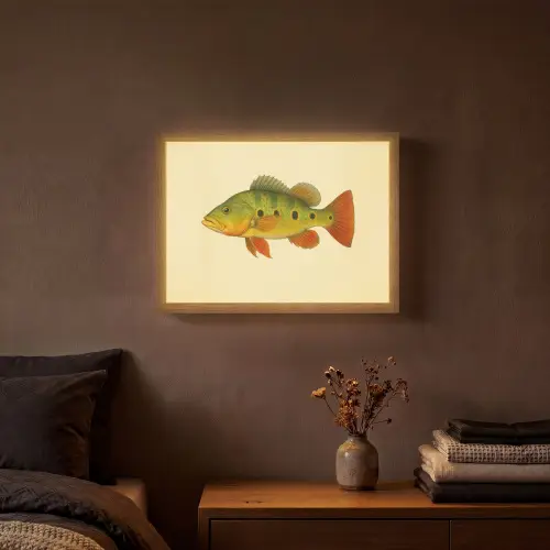 Schubben - Vis - Groen - Illustratie Light Box met batterij (Wandlamp) middel -sfeer4