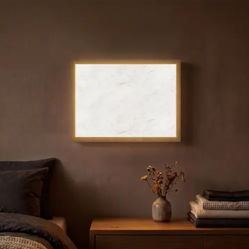 Wit - Marmer - Grijze aders Light Box met batterij (Wandlamp) middel 907 -sfeer4