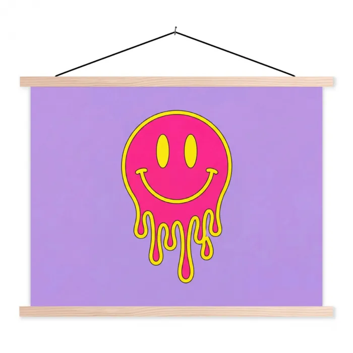 Smiley - Drip - Neon textielposter latten blank klein -3d