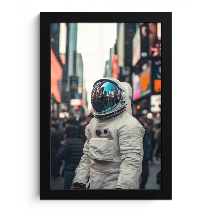 Stad - Mensen - Astronaut - Wit fotolijst zwart zonder passe partout klein -3d