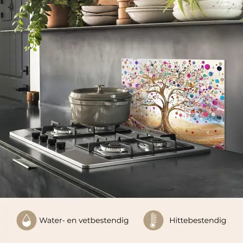 Levensboom - Goud - Kleurrijk - Abstract - Aesthetic keuken achterwand spatscherm klein -usp_NL