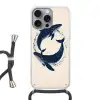 Walvissen - Spetters - Cirkel - Donkerblauw Hoesje iPhone 16 Pro Max met koord klein -3d
