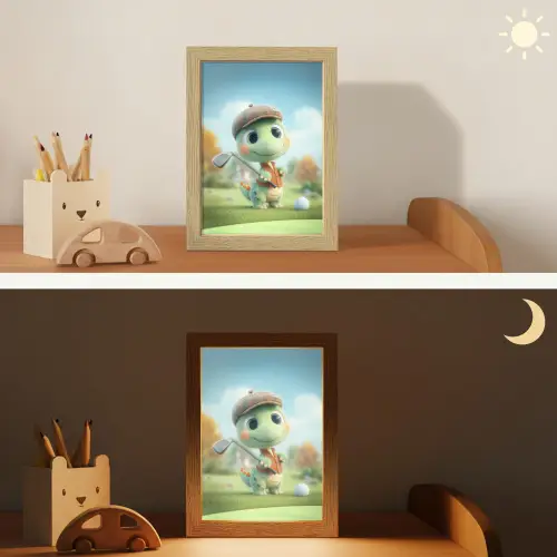 Cartoon - Dino - Groen - Golven Light Box met kabel klein -sfeer3_kind