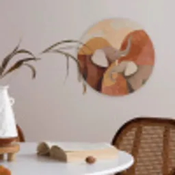 Olifanten - Oranje - Abstract Akoestische PET Vilt - Rond klein -sfeer3