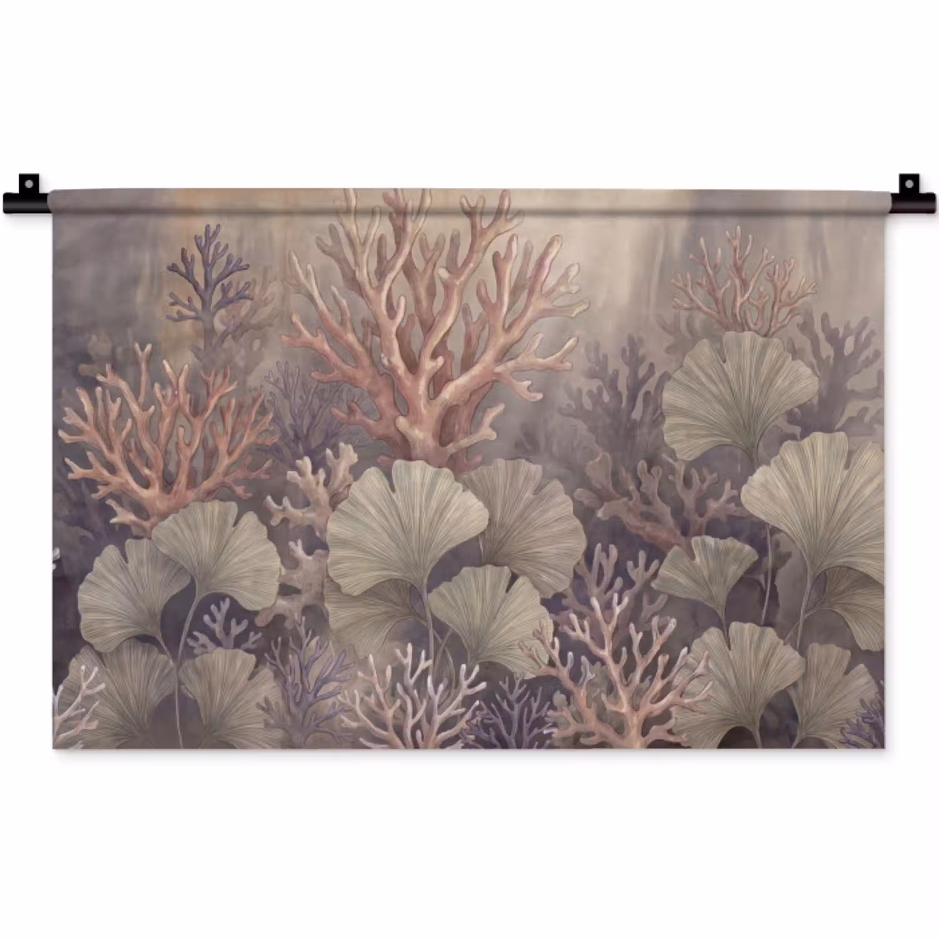 Plant - Bladeren - Zee - Illustratie - Groen Wandkleed katoen klein -zz3d