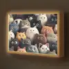 Kat - Dieren - Poes - Patroon - Jongen - Meisje Light Box met batterij (Wandlamp kind) middel -z3d_website