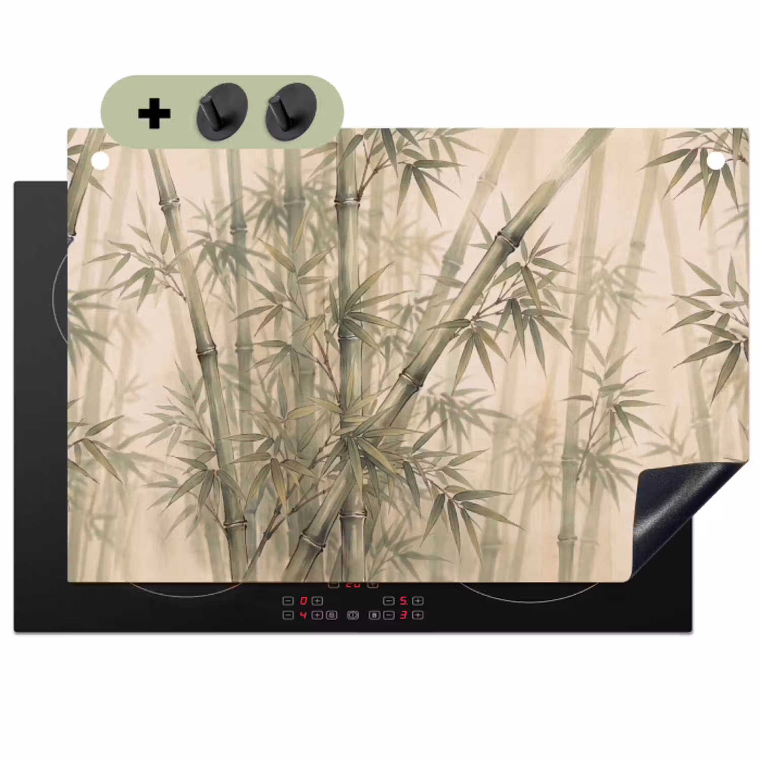 Bamboe - Bladeren - Aziatisch - Groen - Natuur Inductie beschemer met haakjes klein -3d