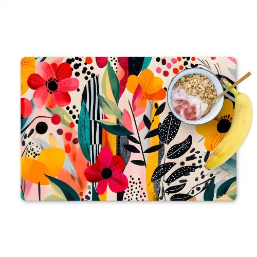Bloemen - Bladeren - Abstract - Kleurrijk Placemat vinyl groot -zzzproduct_Kitchenyeah-website