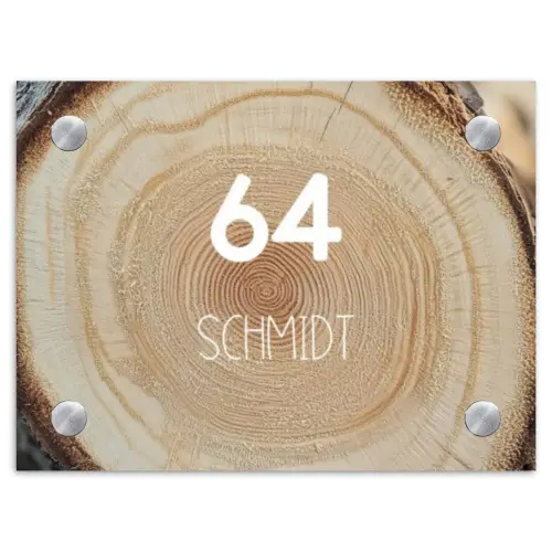 Boomschijf - Modern Naambord Rechthoek middel -3d