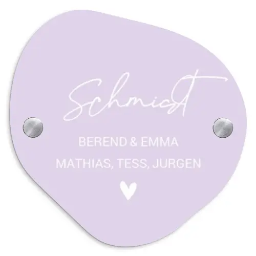 Lila - Sierlijk Naambord Organisch middel -3d