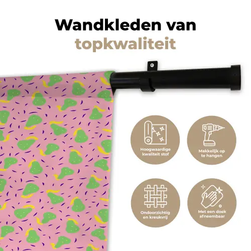 Roze - Streepjes - Groen - Peer Wandkleed katoen klein 269 -sfeer2