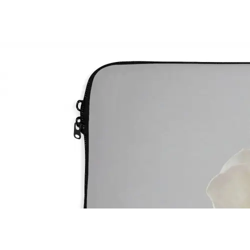 Bloem - Minimalistisch -Wit laptophoes neopreen klein -detail
